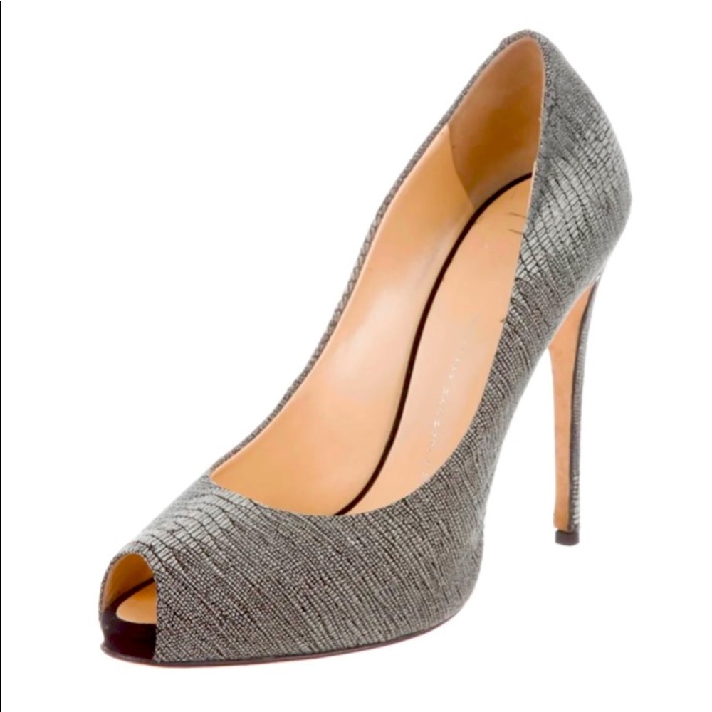 Silver-tone Giuseppe Zanotti peep-toe pumps